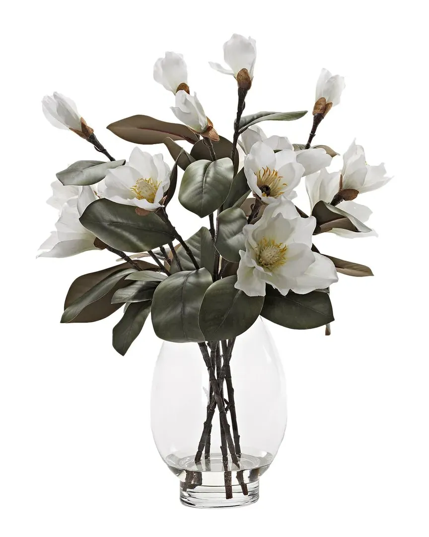 White Magnolias Glass Pedestal Vase image