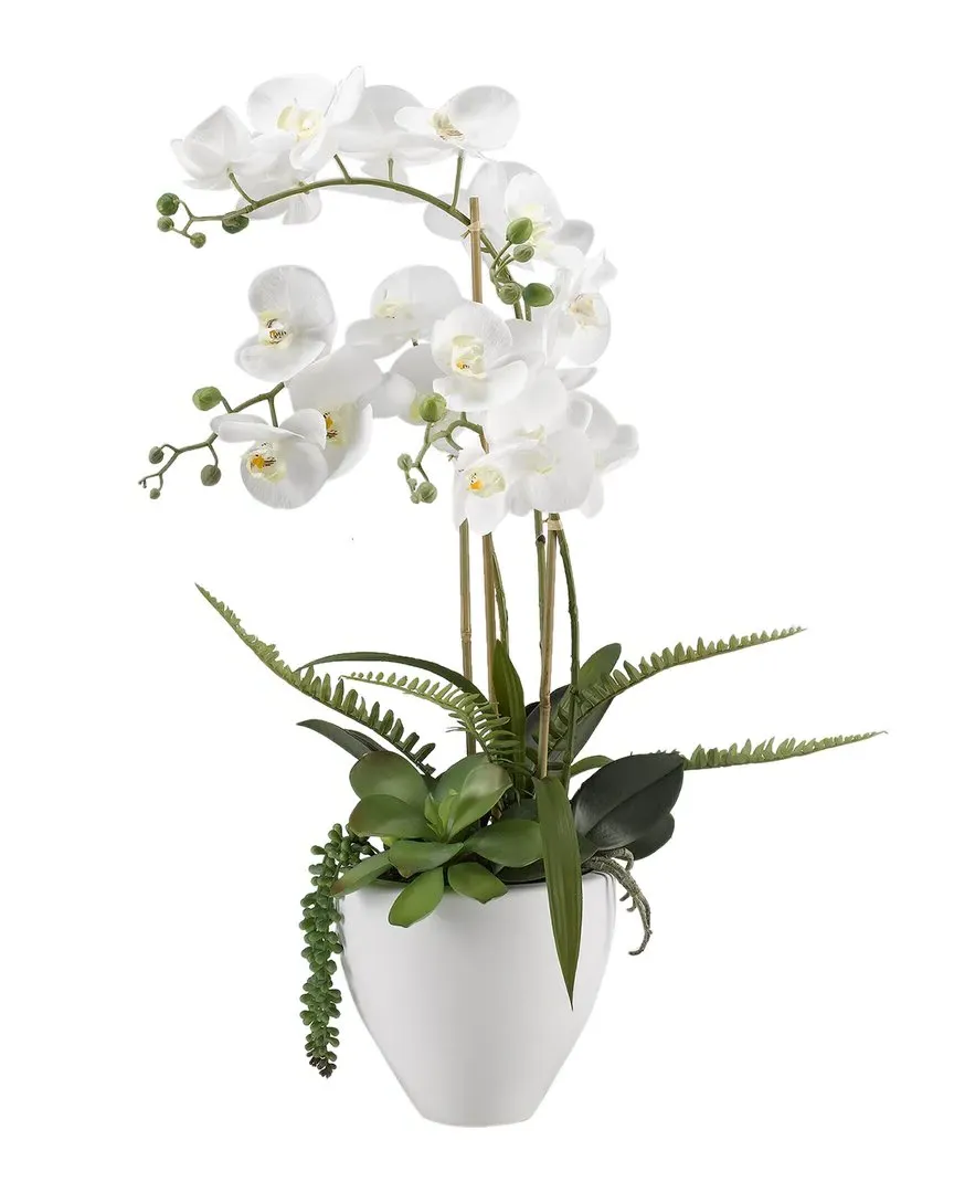 White Orchids Ceramic Bowl - White