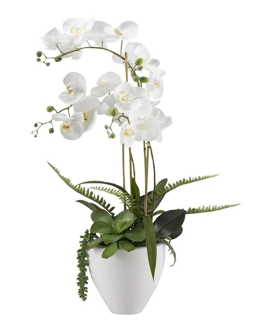 White Orchids Ceramic Bowl - White image