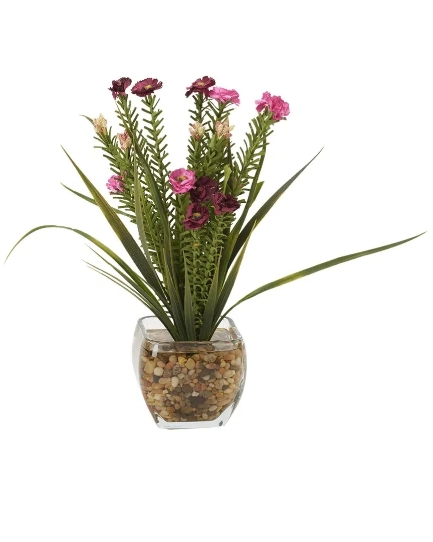 Wild Flowers in Glass Cube Arrangement - Pink image