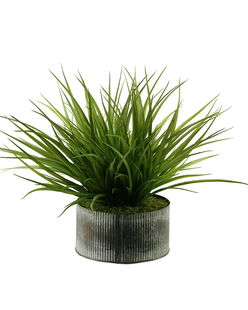 Wild Grass Round Planter - Green, Tin
