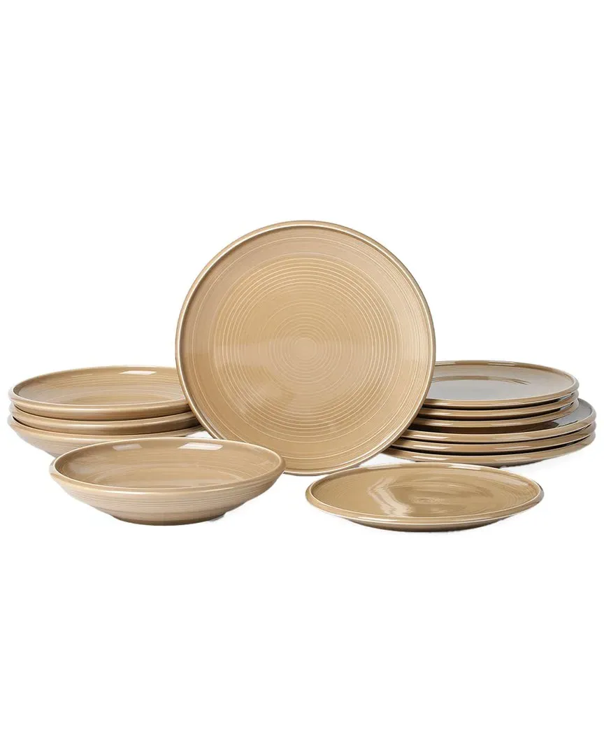 Harmony 12pc Stoneware Dinnerware Set - Beige image