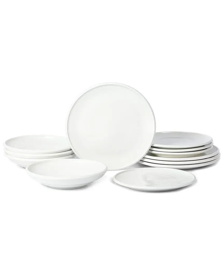 Harmony 12pc Stoneware Dinnerware Set - White