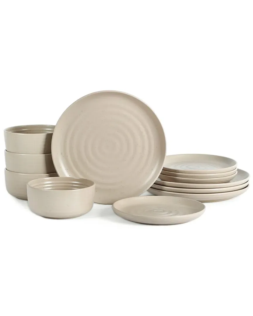 Ion 12-Piece Dinnerware Set - Beige, Stoneware image