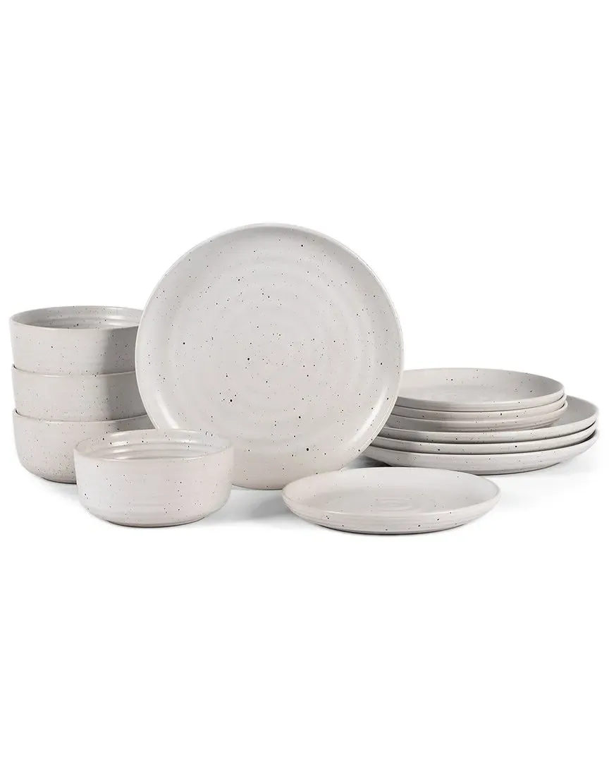 Ion 12-Piece Dinnerware Set - White, Stoneware