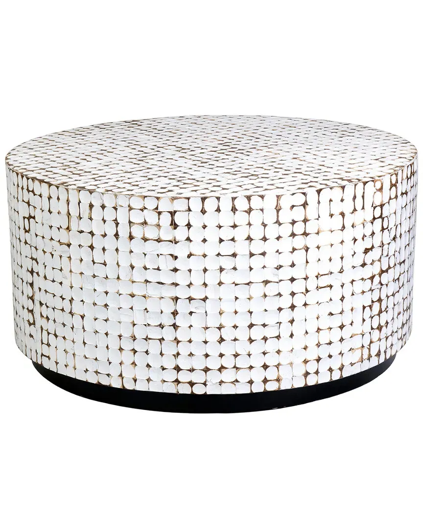 Cummings Square Coffee Table - White, Coconut Shell image