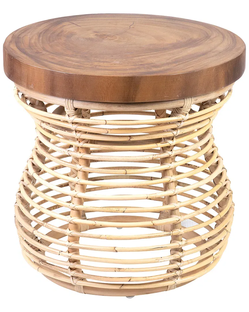 Hannah Round Side Table - Brown, Rattan image