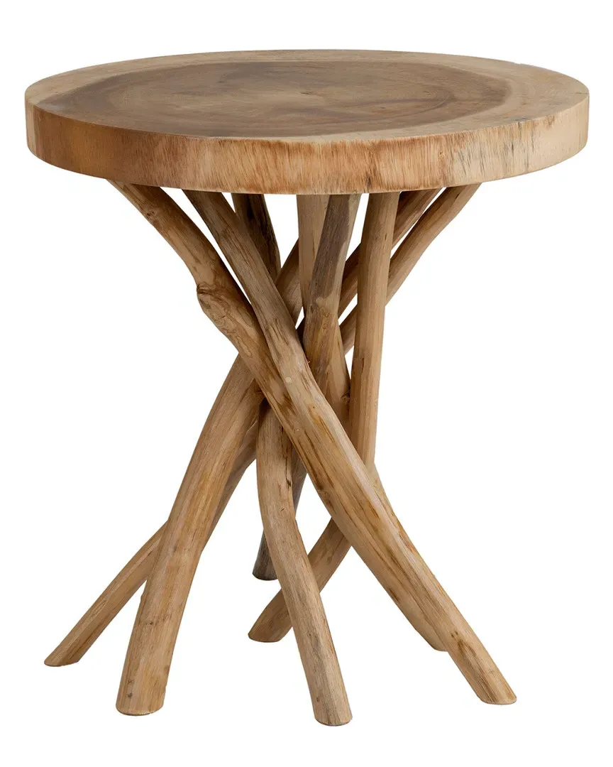 Merrill Round Accent Table - Brown, Teak