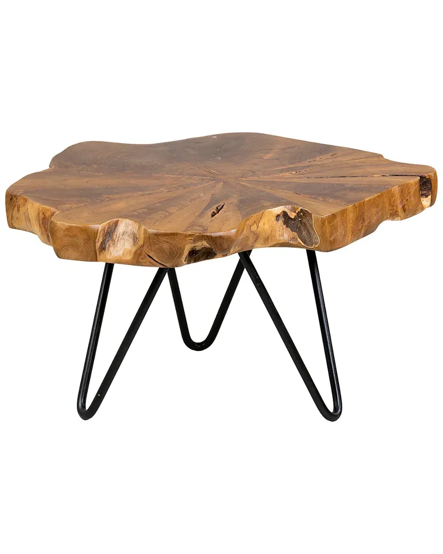 Misool Live Edge Teak Riser with Iron Base - Tan image
