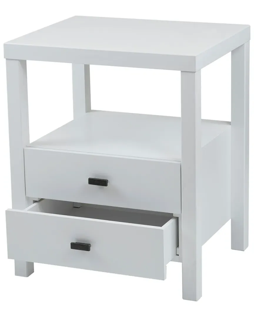 Westwood Acacia Accent Table with Drawers - White