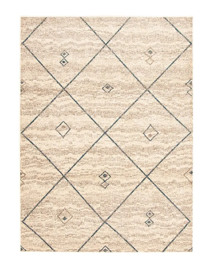 Devos Bohemian Moroccan Rug - Ivory Blue, Polypropylene
