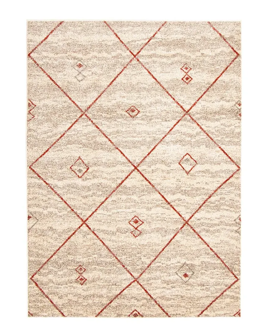 Devos Bohemian Moroccan Rug - Ivory Red, Polypropylene