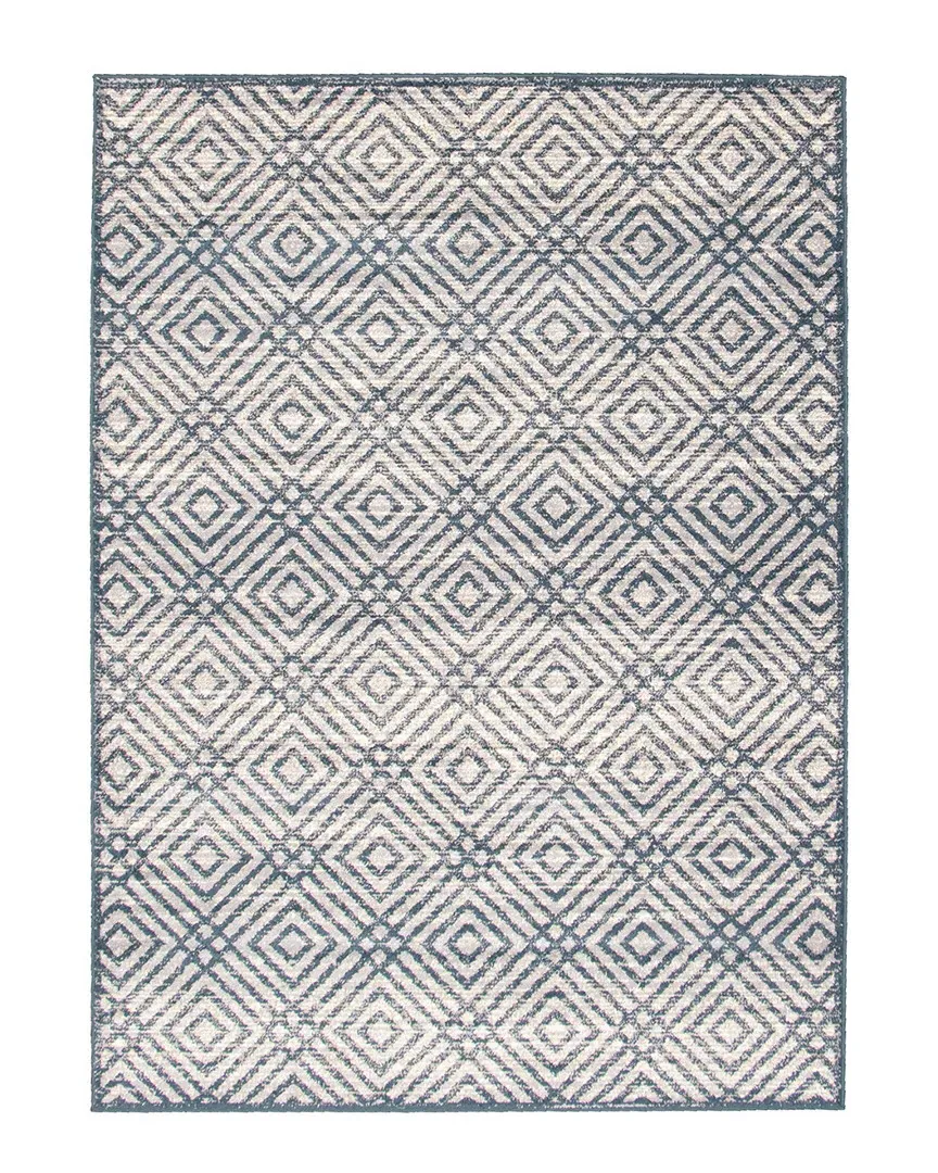 Ember Geometric Rug - Petrol Silver, Polypropylene