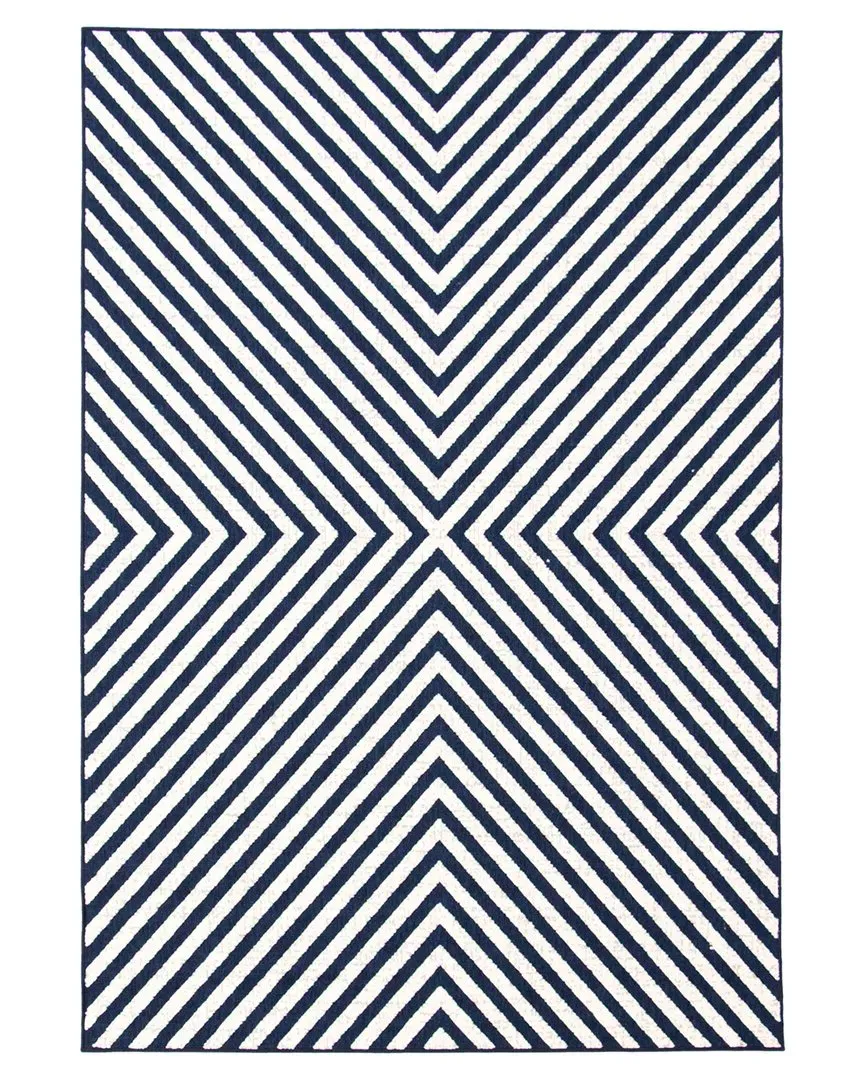 Milan Indoor/Outdoor Striped Rug - Ivory/Blue image