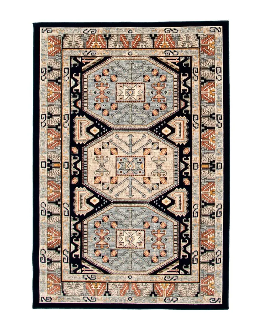 Qashqai Geometric Rug - Navy Blue, Polypropylene image