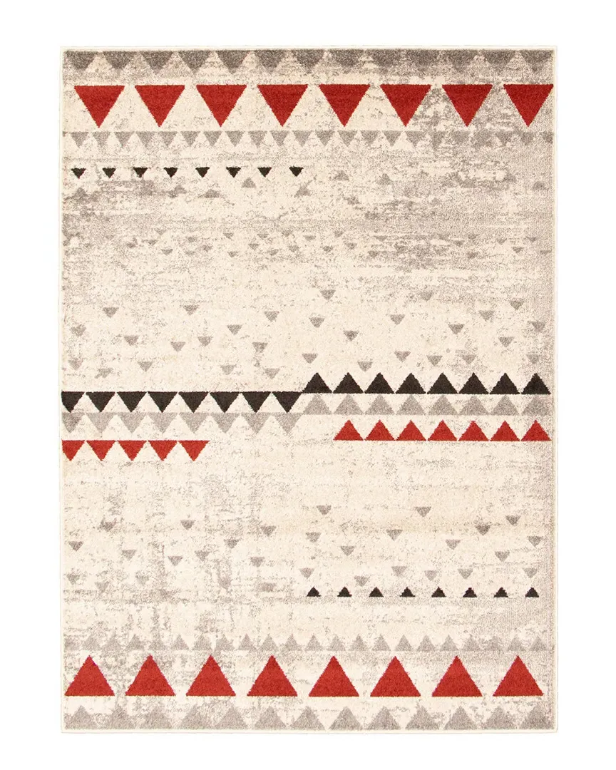 Remi Geometric Rug - Ivory Red