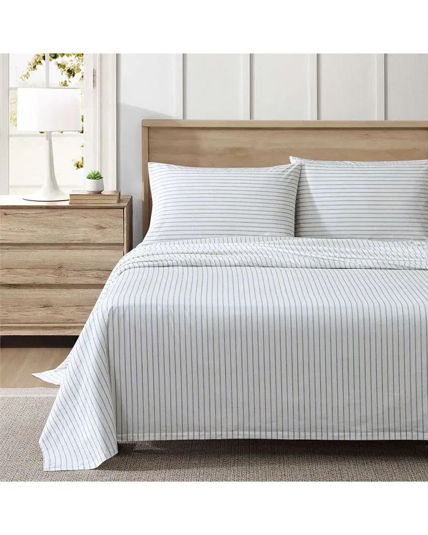 200 Thread Count Stripe Percale Sheet Set - White, Cotton image