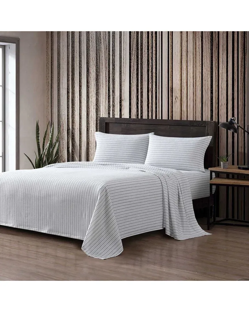200 Thread Count Ticking Stripe Cotton Flannel Sheet Set