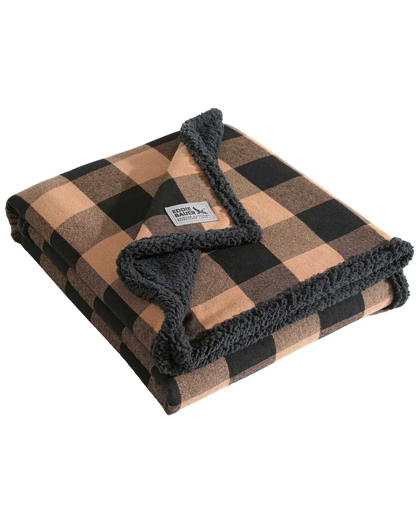 Cabin Plaid Cotton Flannel Reversible Throw Blanket - Beige image