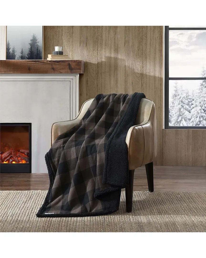 Cabin Plaid Flannel Reversible Throw Blanket - Brown