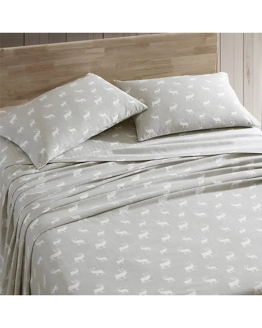 Elk Grove Flannel Sheet Set with Deep Pockets - Silver, Cotton
