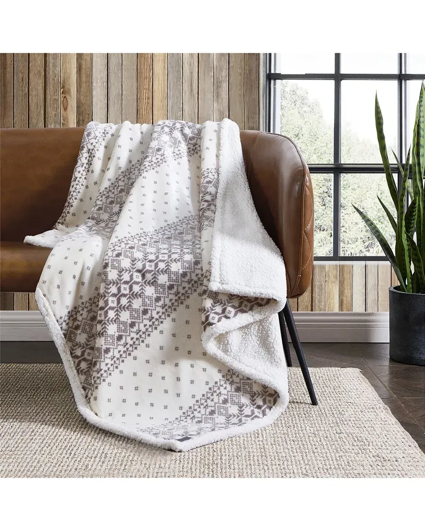 Fair Isle Peak Reversible Throw Blanket - Ivory, Fleece image