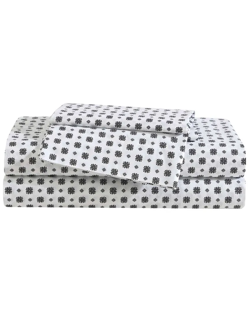 Fairisle Sprinkle Cotton Percale Sheet Set - White, Cotton image