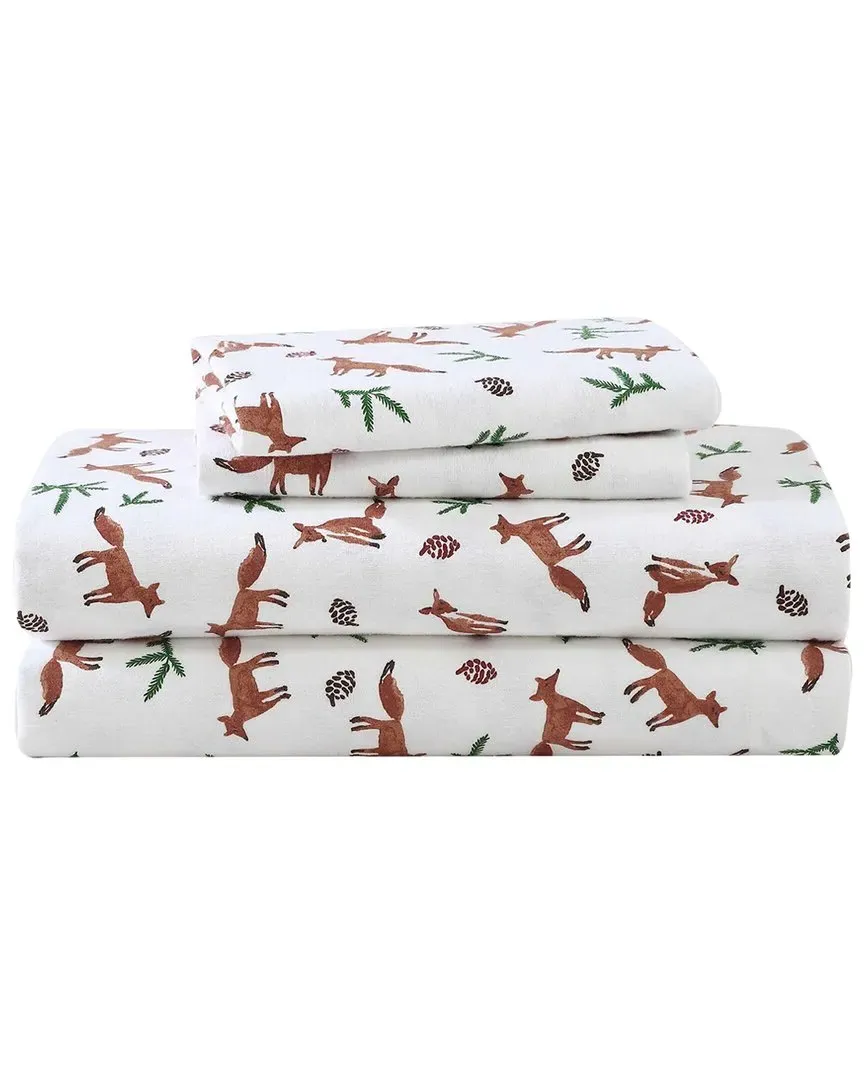 Fox Trail Flannel Sheet Set - Orange, Cotton image