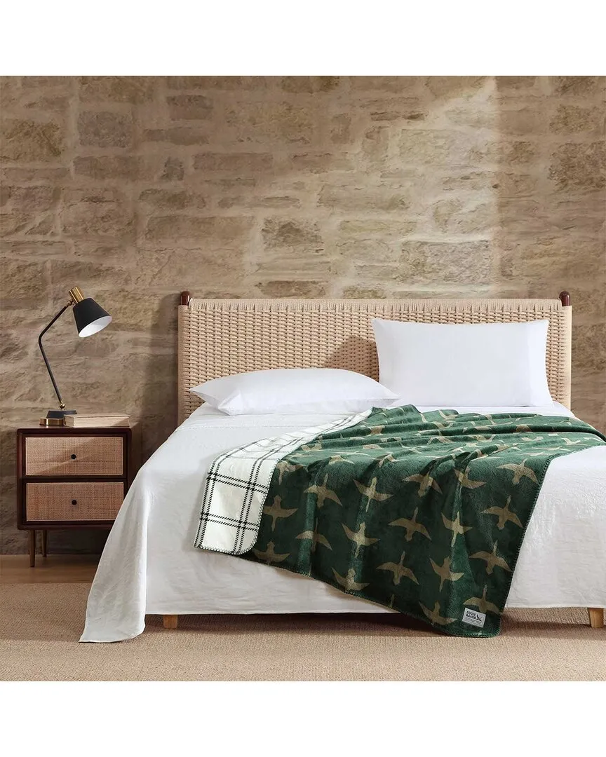 Geese Flannel Throw - Green, Polyester