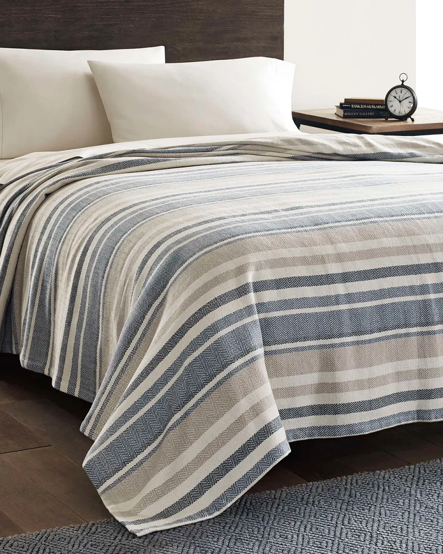 Herringbone Stripe Blanket - Blue, Cotton image