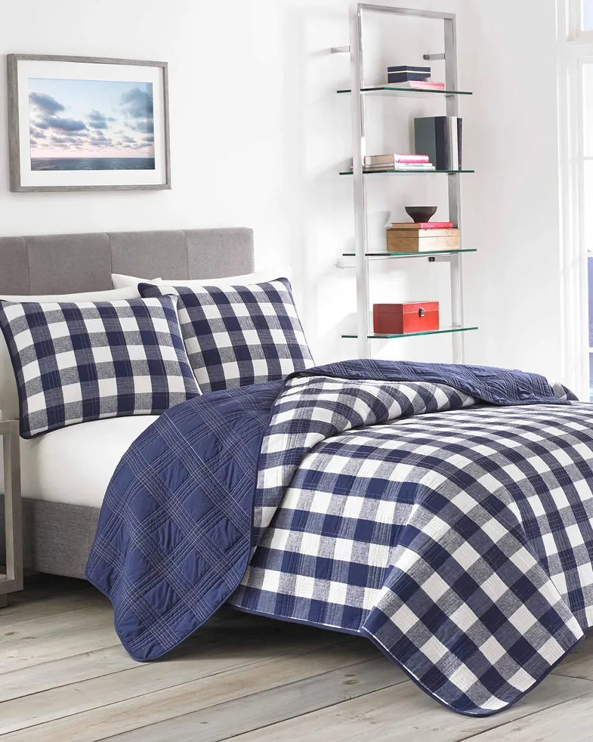 Lake House Plaid Quilt Set - Blue