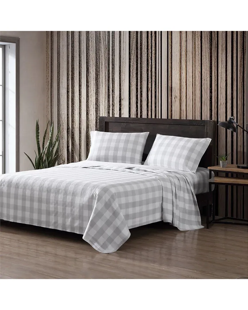 Lakehouse Plaid Flannel Sheet Set - Beige, Cotton image