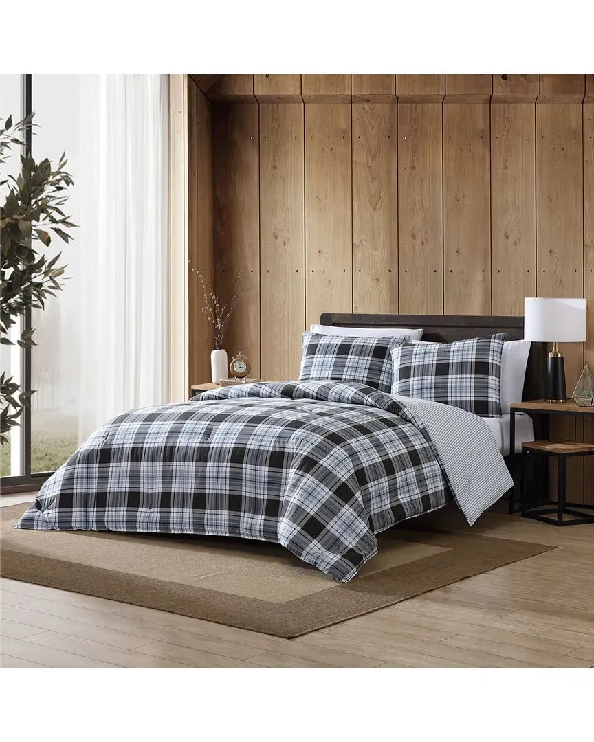Lewis Plaid Cotton Comforter Set - Navy