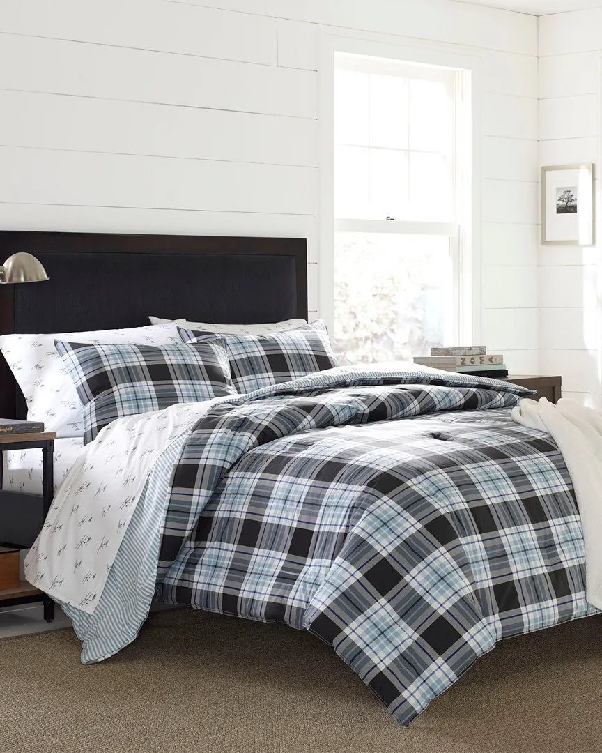 Lewis Plaid Cotton Duvet Cover Set - Navy image