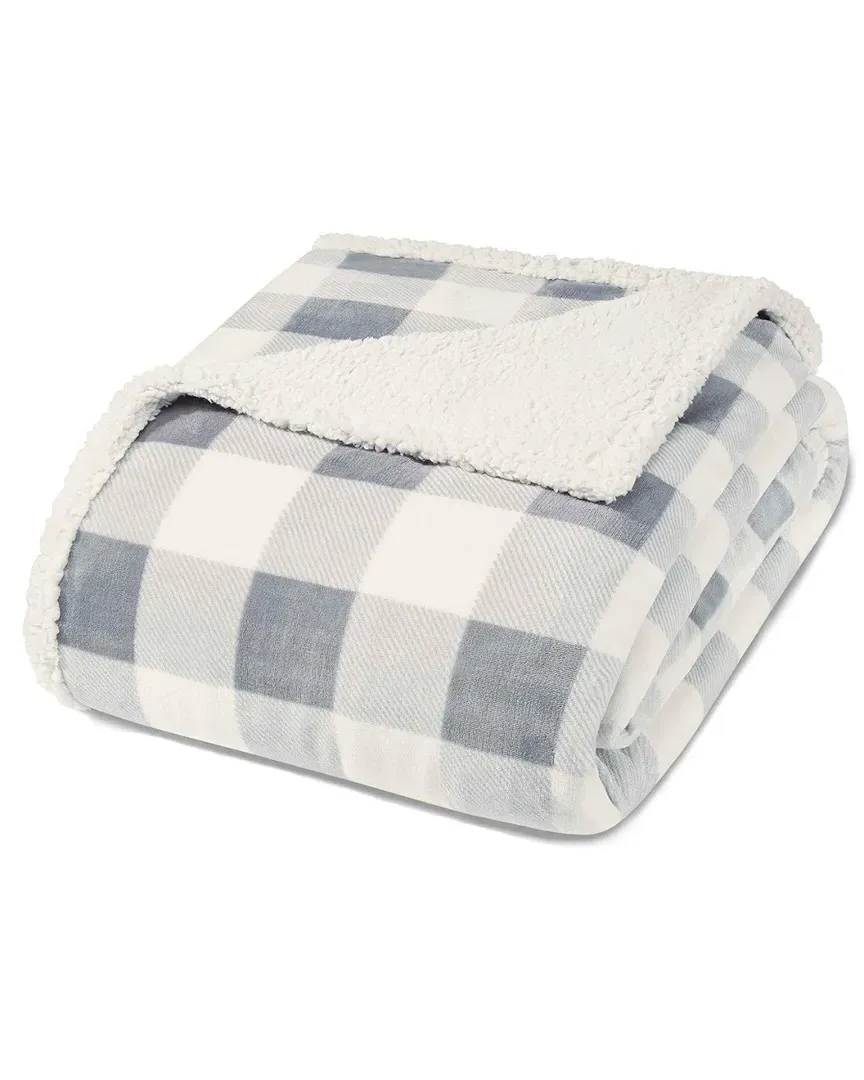 Mountain Plaid Sherpa Blanket - Silver image