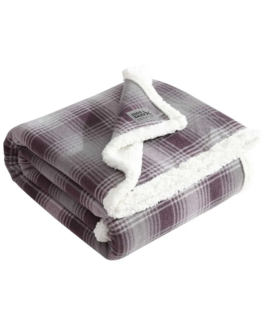 Nordic Plaid Polar Fleece Reversible Throw Blanket - Dark Plum image