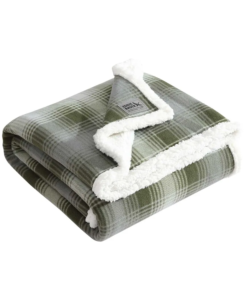 Nordic Plaid Polar Fleece Reversible Throw Blanket - Olive Green