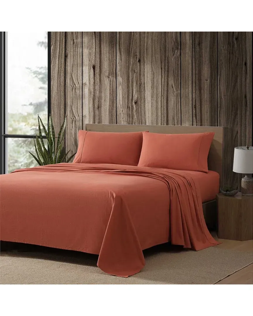 Peached Percale Sheet Set - Orange, Cotton