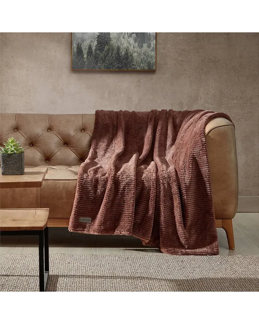 Ribbed Reversible Throw Blanket - Brown, Microfleece image