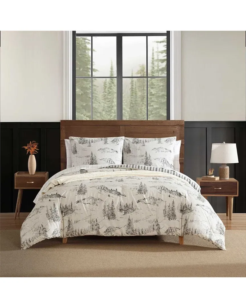 Rocky Mountain Cabin Twin Cotton Comforter Set - Light Grey