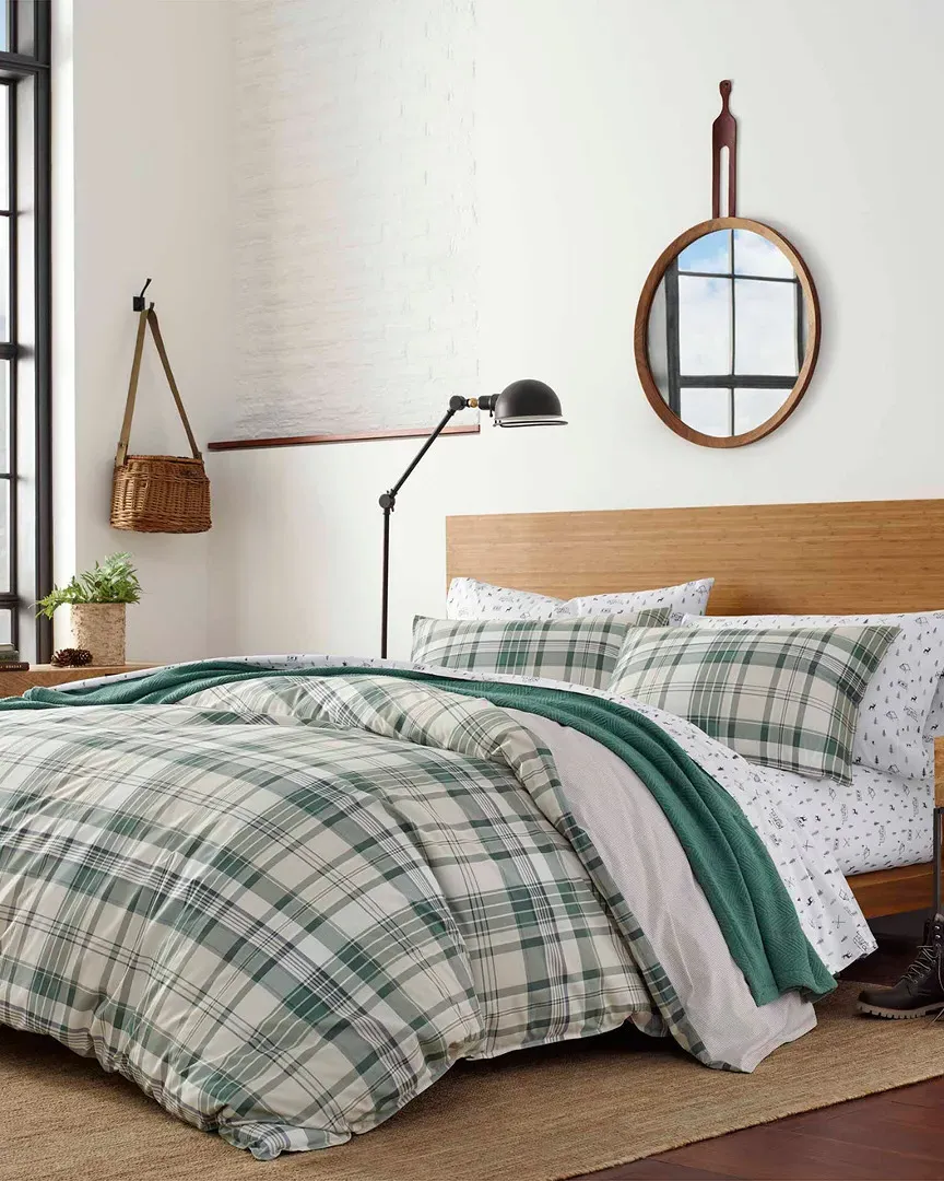 Timbers Plaid Duvet Cover Set - Green