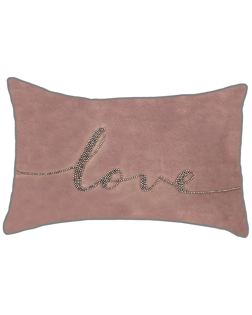 Beaded Love Decorative Pillow - Mauve, Velvet image