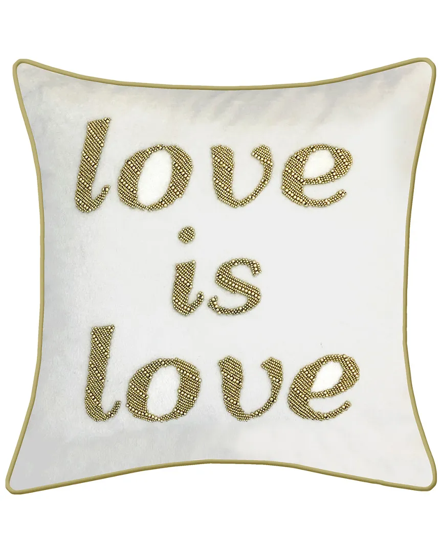 Beaded Love Is Love Decorative Pillow - Oyster, Velvet