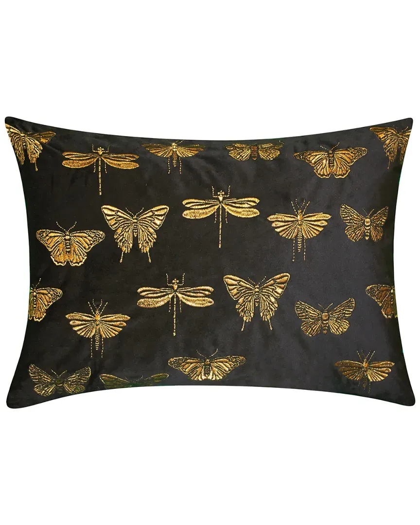 Butterfly Lumbar Throw Pillow - Black, Polyester