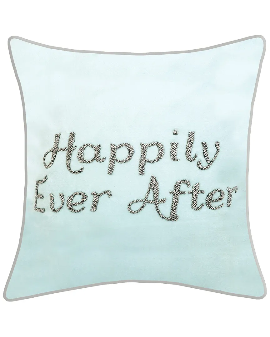 Celebrations Beaded Happily Ever After Decorative Pillow - Blue image