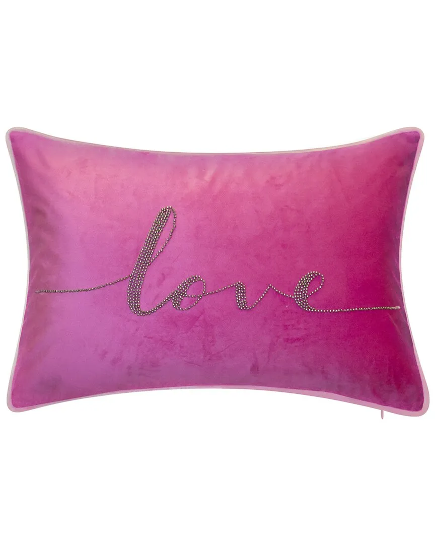 Celebrations Beaded Love Decorative Pillow - Fuchsia, Velvet