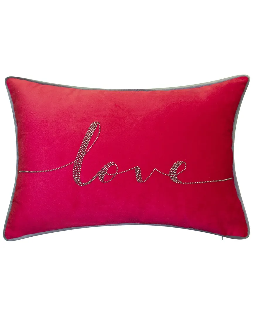Celebrations Beaded Love Decorative Pillow - Red, Velvet