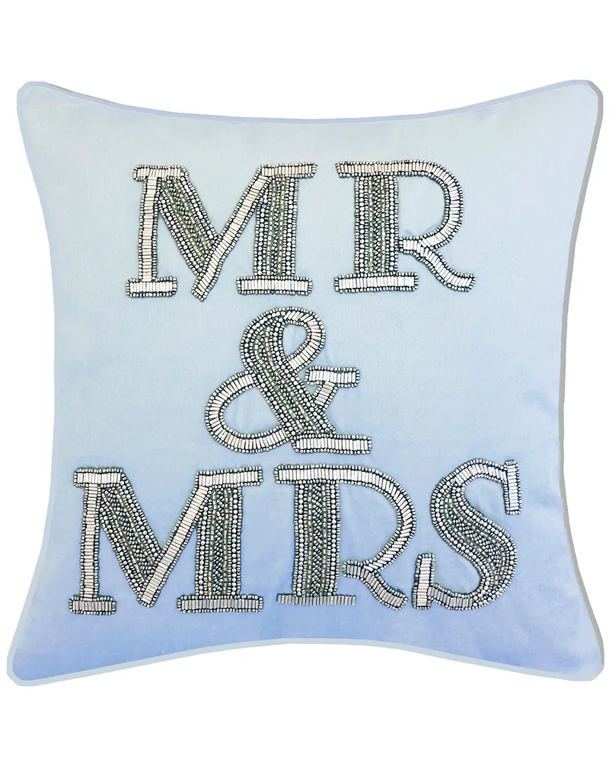 Celebrations Beaded Mr & Mrs Decorative Pillow - Blue image