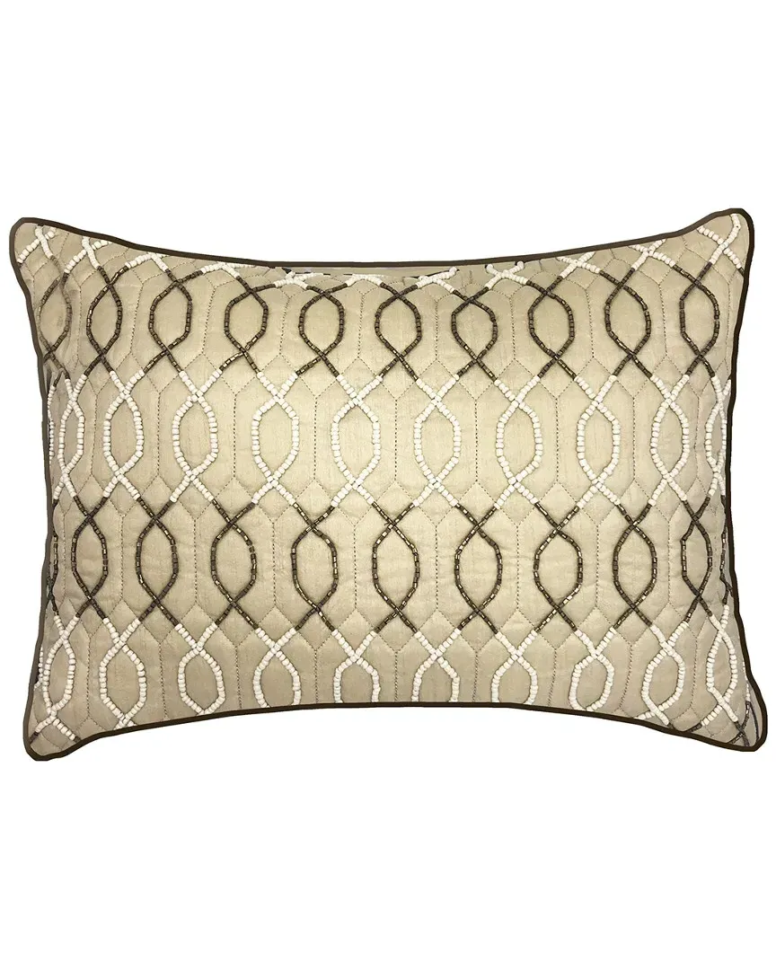 Celebrations Lattice Beaded Decorative Pillow - Oyster