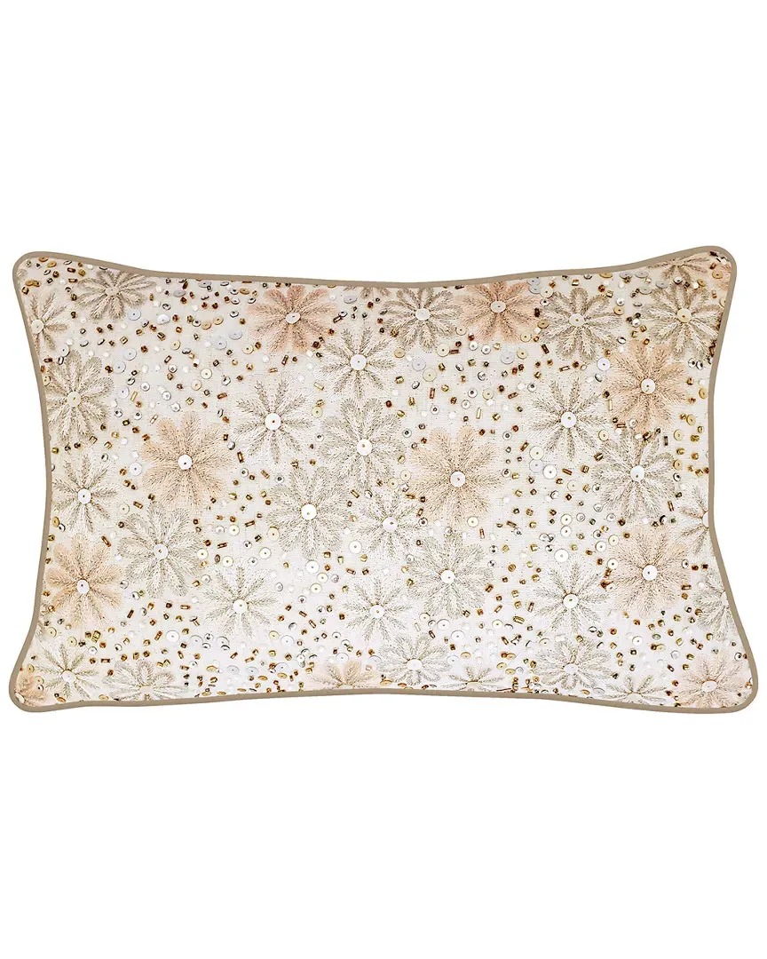Celebrations Metallic Floral Pillow - Oyster